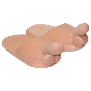 Plüss papucs natúr - péniszformájú